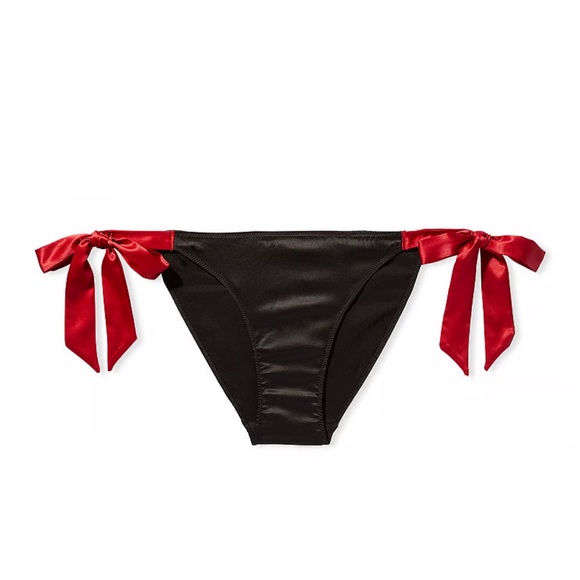 NEW Victoria’s Secrets XL Satin Black & Red VERY SEXY Cheeky Panty - Picture 4 of 7